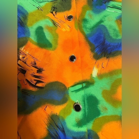 Vintage Orange Blue Green Button Blouse XL - Picture 4 of 6